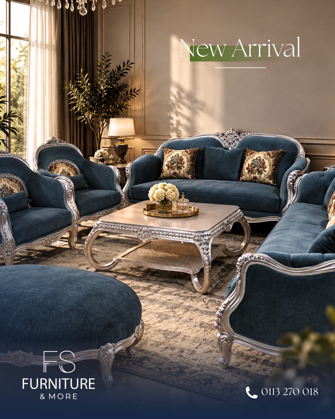 Azure Silver Living Set